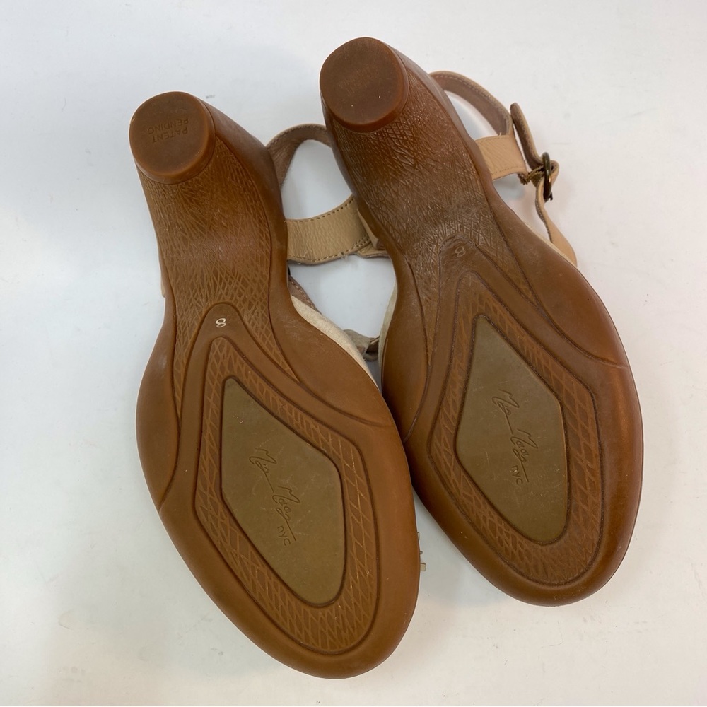 Miz Mooz Beige Leather Monette T Strap Pumps High Heel Shoes Size 8 Womens Pom - Picture 14 of 14